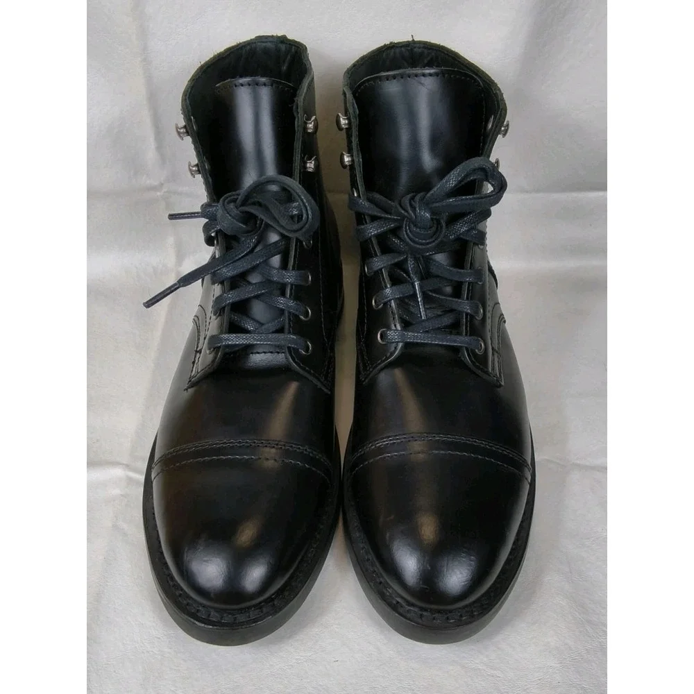 Thursday Boot Company Captain Black Leather Cap Toe Boots Men's US 8.5 Lace Up